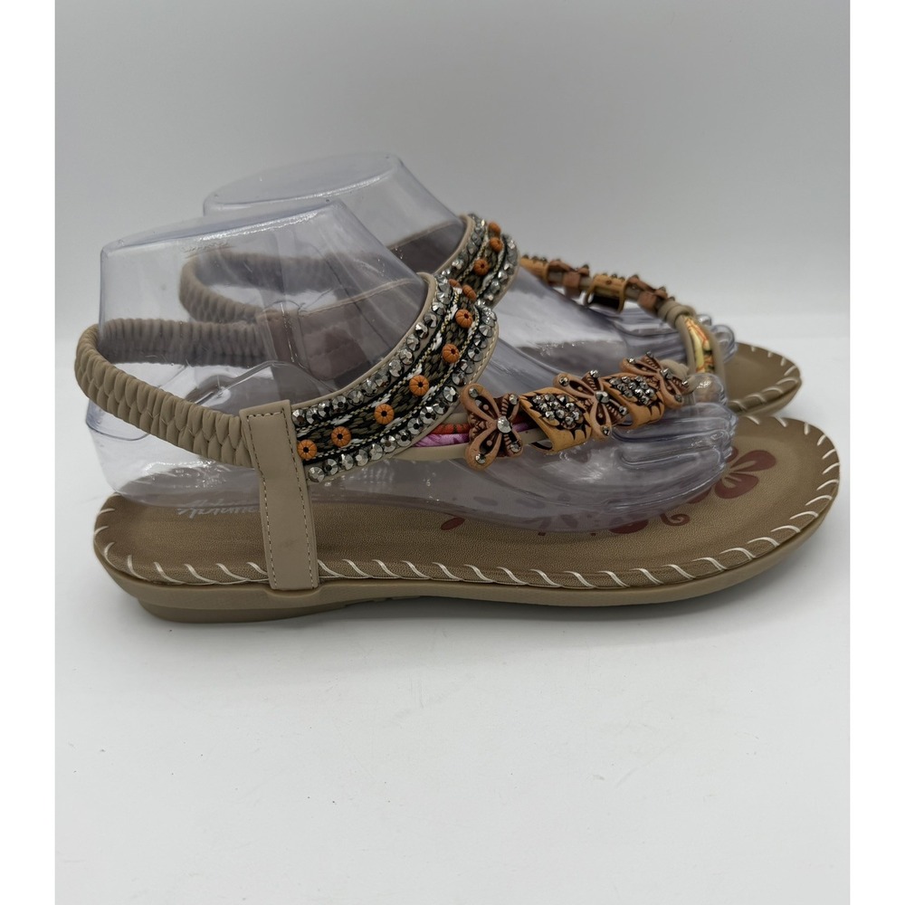 Ablanczoom Women's Summer Boho Chic Flat Beaded Sandals Size 40 (9-US)